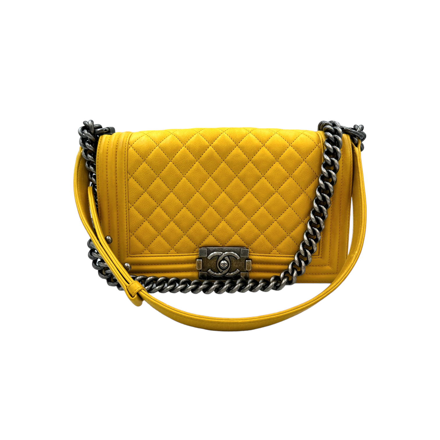 Chanel Boy Medium Yellow Calfskin Ruthenium