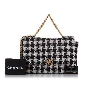 Black Chanel 19 Flap Bag Satchel, Chanel Première watch in stainless steel  Circa 2010