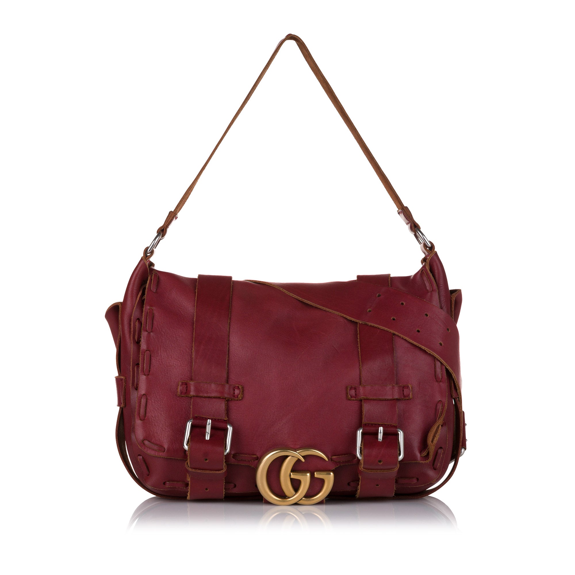 Gucci GG Messenger Bag Red Leather