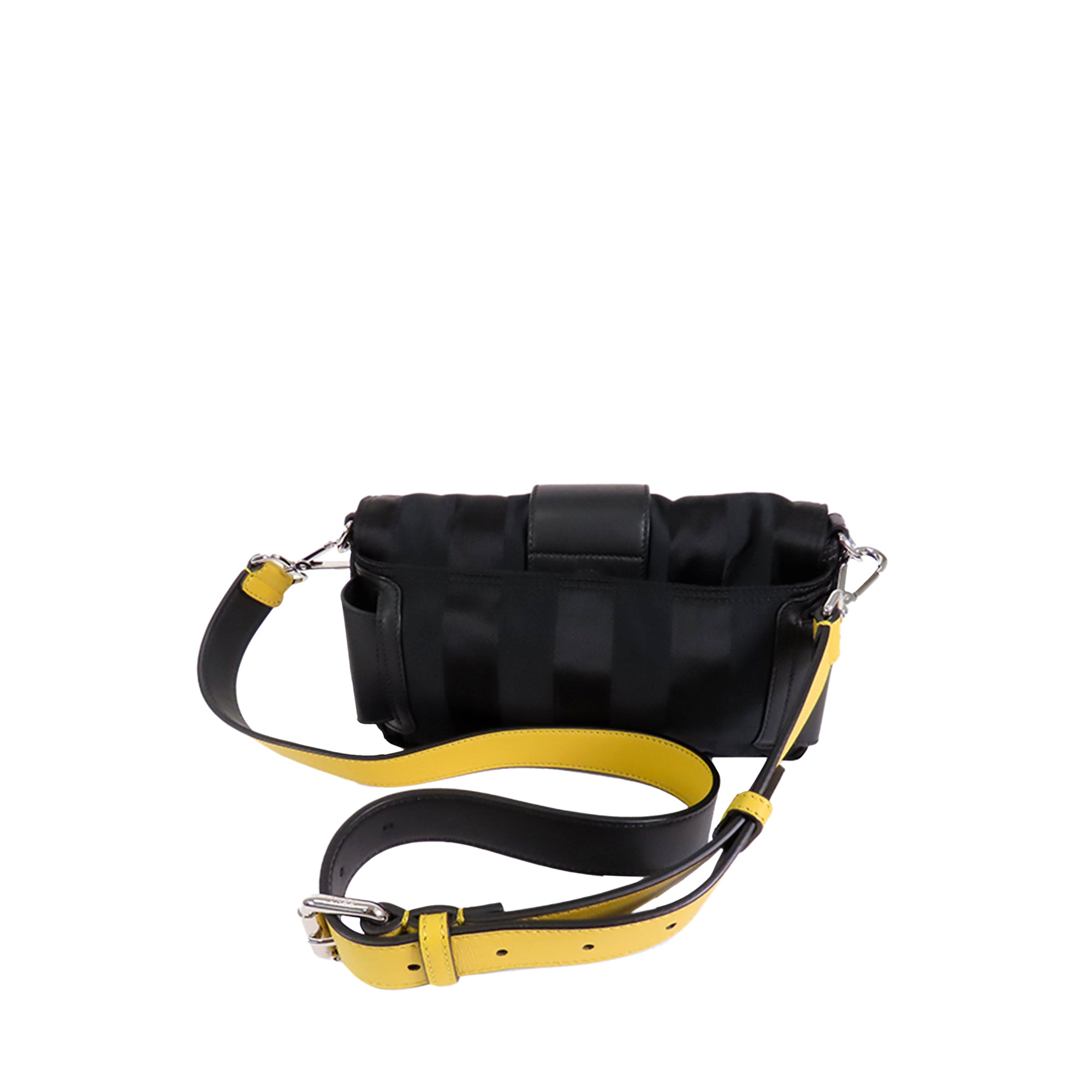 Fendi Baguette Convertible Black Striped Nylon Canvas