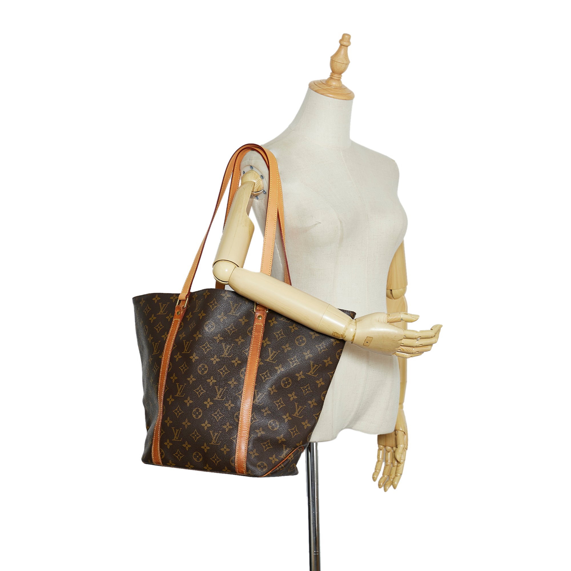 Shop for Louis Vuitton Monogram Canvas Leather Sac Shopping Tote
