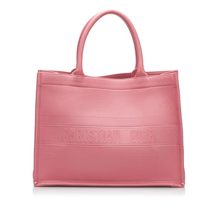 Dior Book Tote Medium Pink Embossed Leather